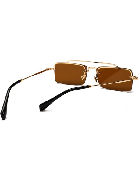 Rectangular Tiny Sunglasses Rimless Men Summer Accessories Women Retro Sun Glasses Rectangle - Brown - CE18EH34YAK $9.53