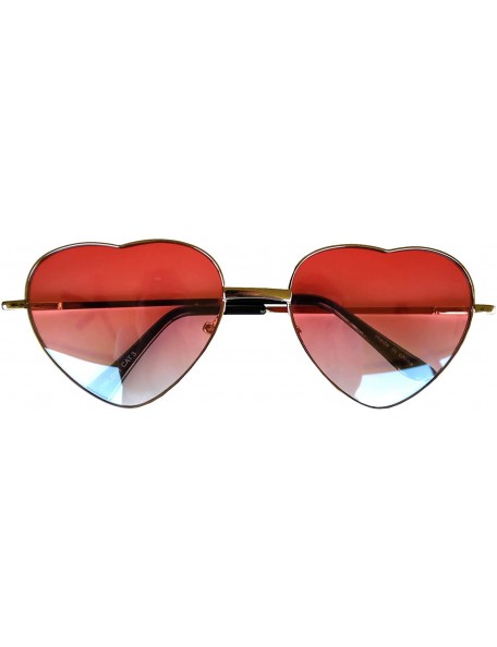 Aviator Stylish Heart Shaped Metal Frame Aviator Colored Lens Sunglasses - Silver_frame_red_lens - CA12N24I1K8 $10.37