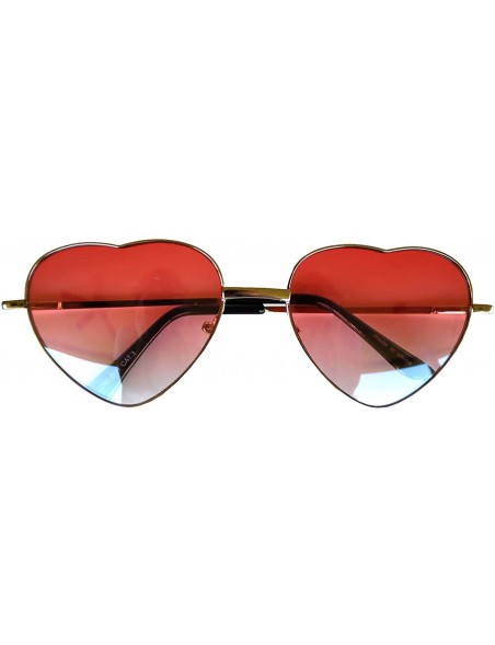 Aviator Stylish Heart Shaped Metal Frame Aviator Colored Lens Sunglasses - Silver_frame_red_lens - CA12N24I1K8 $10.37