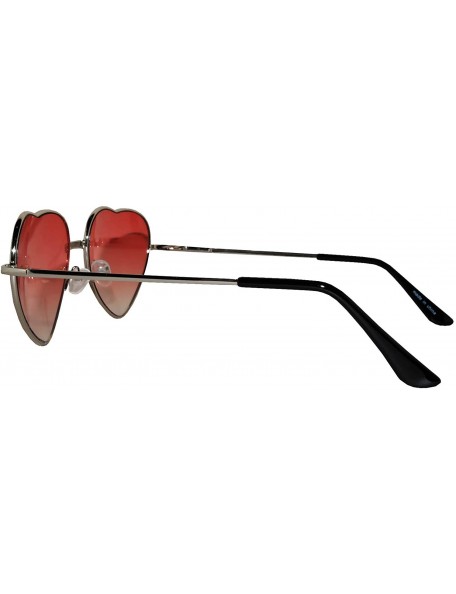 Aviator Stylish Heart Shaped Metal Frame Aviator Colored Lens Sunglasses - Silver_frame_red_lens - CA12N24I1K8 $10.37