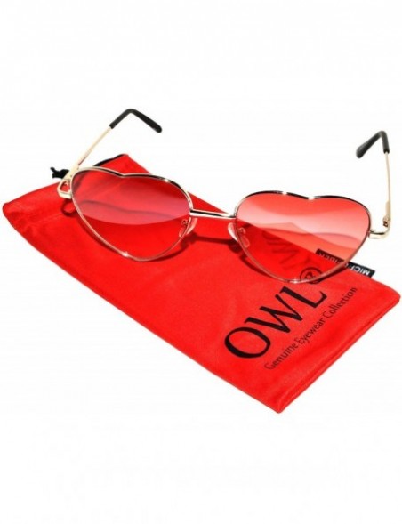 Aviator Stylish Heart Shaped Metal Frame Aviator Colored Lens Sunglasses - Silver_frame_red_lens - CA12N24I1K8 $10.37