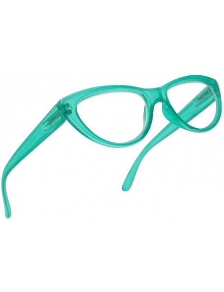 Round Small and Narrow Candy Colored Chic Cat Eyes Reading Readers Glasses with Spring Hinge (Green - 3.50) - Green - CR18Q9C...