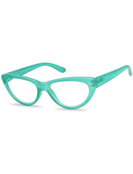 Round Small and Narrow Candy Colored Chic Cat Eyes Reading Readers Glasses with Spring Hinge (Green - 3.50) - Green - CR18Q9C...