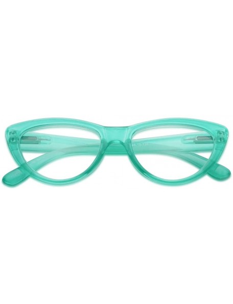 Round Small and Narrow Candy Colored Chic Cat Eyes Reading Readers Glasses with Spring Hinge (Green - 3.50) - Green - CR18Q9C...