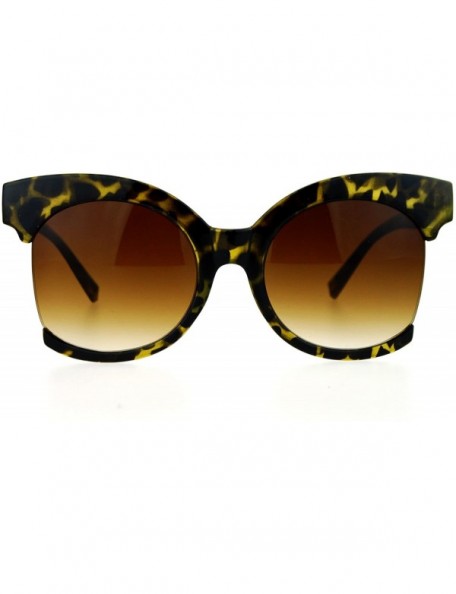Butterfly Womens Oversize Side Crop Lens Butterfly Round Sunglasses - Tortoise - CZ12EC4A1EZ $7.34
