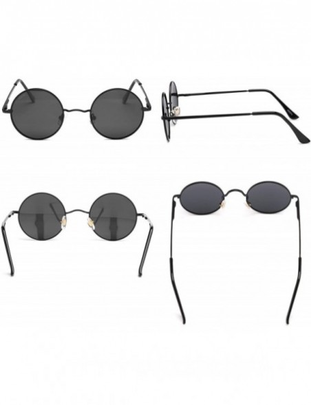 Aviator John Lennon Vintage Round Polarized Hippie Sunglasses Small Circle Sun Glasses - Grey Lens/Black Frame - C51860MR698 ...
