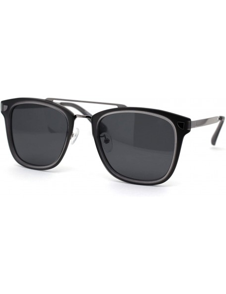 Rectangular Polarized Mens Hipster Horn Rim Retro Fashion Sunglasses - Slate Black - C0192WY0W4C $11.50