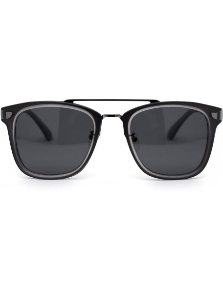 Rectangular Polarized Mens Hipster Horn Rim Retro Fashion Sunglasses - Slate Black - C0192WY0W4C $11.50