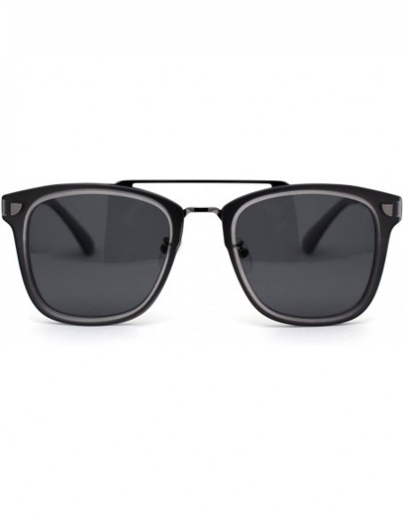 Rectangular Polarized Mens Hipster Horn Rim Retro Fashion Sunglasses - Slate Black - C0192WY0W4C $11.50