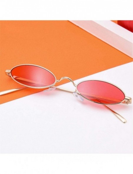 Aviator Small Oval Sunglasses For Men Retro Metal Frame Yellow Silver White As Picture - Silver Yellow - CF18XE0DM8H $7.67