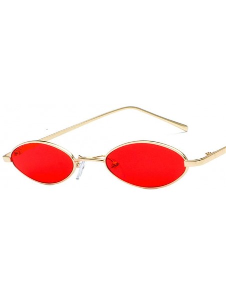 Aviator Small Oval Sunglasses For Men Retro Metal Frame Yellow Silver White As Picture - Silver Yellow - CF18XE0DM8H $7.67