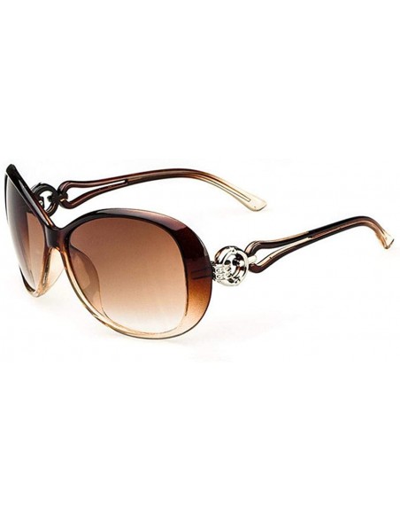 Oval Women Fashion Oval Shape UV400 Framed Sunglasses - Coffee - C618WOG8O00 $7.73