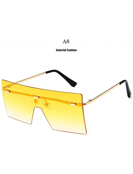 Goggle Unisex Fashion Oversized Square Rimless Sunglasses Women Designer Flat Top Sun Glasses Travel Gradient - A8 - C818Y38R...