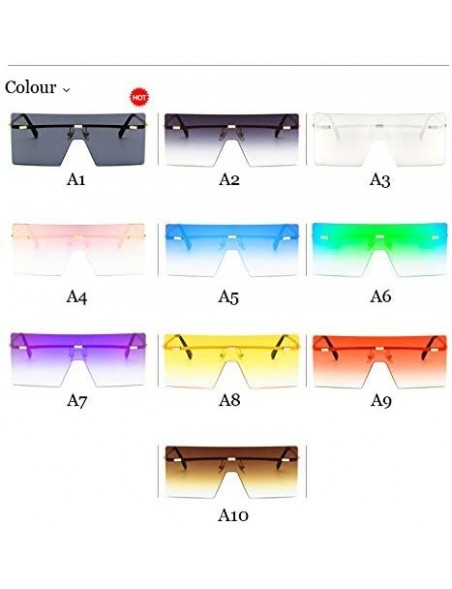 Goggle Unisex Fashion Oversized Square Rimless Sunglasses Women Designer Flat Top Sun Glasses Travel Gradient - A8 - C818Y38R...