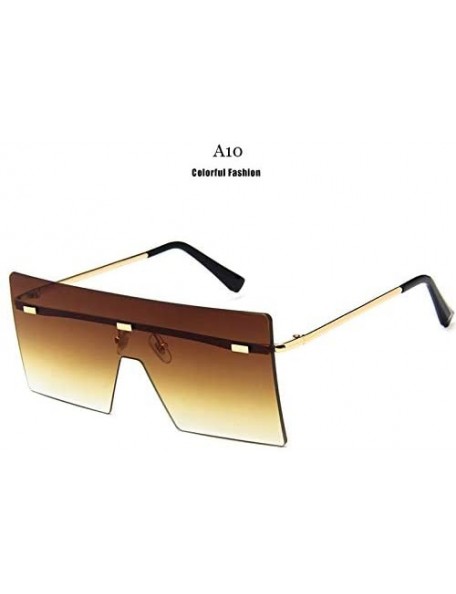 Goggle Unisex Fashion Oversized Square Rimless Sunglasses Women Designer Flat Top Sun Glasses Travel Gradient - A8 - C818Y38R...