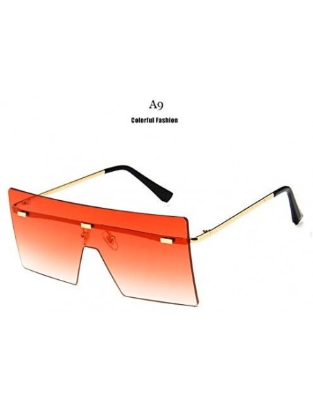 Goggle Unisex Fashion Oversized Square Rimless Sunglasses Women Designer Flat Top Sun Glasses Travel Gradient - A8 - C818Y38R...