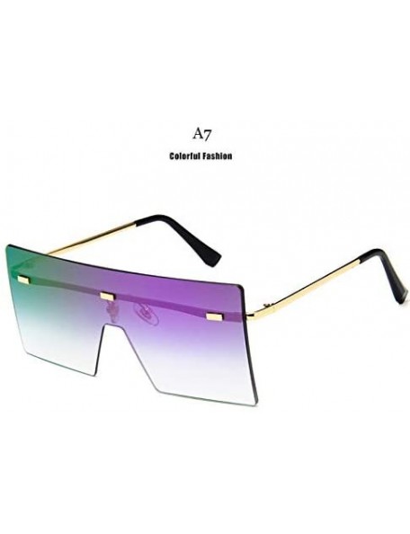 Goggle Unisex Fashion Oversized Square Rimless Sunglasses Women Designer Flat Top Sun Glasses Travel Gradient - A8 - C818Y38R...