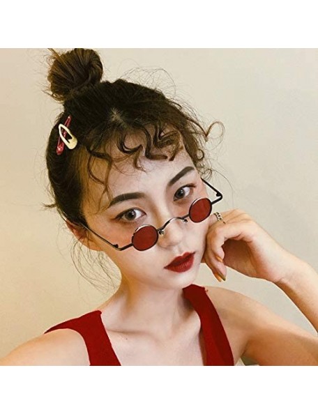 Square Hip Hop Sunglasses Fashion Round Shape Man Women Glasses Shades Vintage Retro Small and Exquisite Eyewear Red - D - C1...