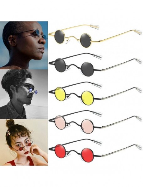 Square Hip Hop Sunglasses Fashion Round Shape Man Women Glasses Shades Vintage Retro Small and Exquisite Eyewear Red - D - C1...