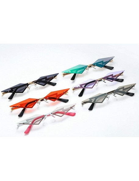 Rimless New Fashion Frameless Sunglasses Female Red Purple Sunglasses Irregular Polygon Party Sunglasses UV400 - Red - CV193U...