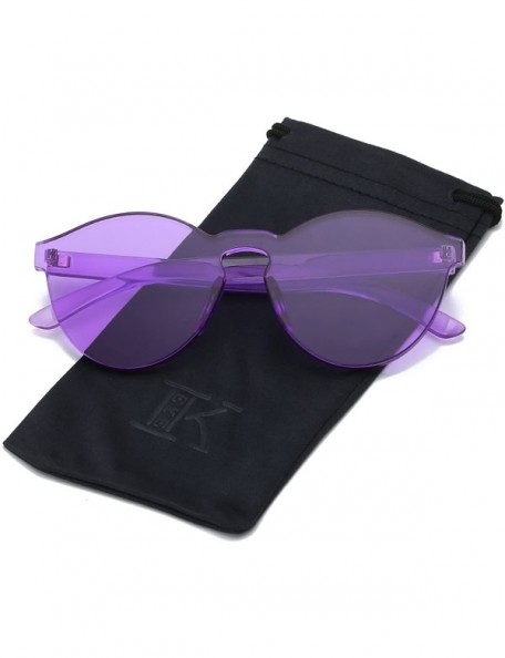 Round Fashion Party Rimless Sunglasses Transparent Candy Color Eyewear LK1737 - Purple - C7186X77O7W $8.73