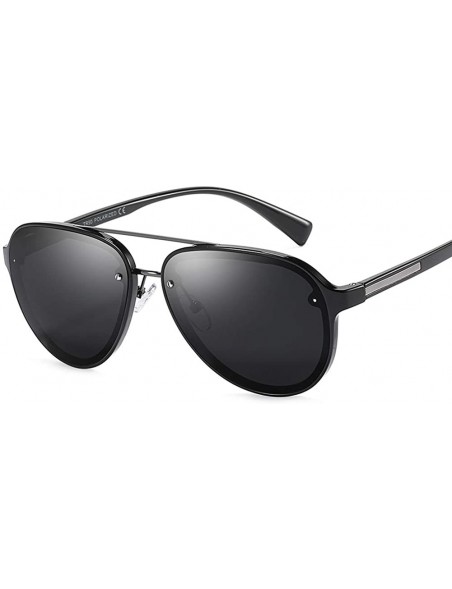 Aviator Driving Polarized Sunglasses Men TAC Lens Flat Top Tr90 Male Sun Glasses Fashion - Black - CK18KMOU62K $10.30