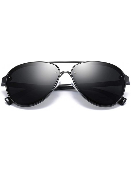 Aviator Driving Polarized Sunglasses Men TAC Lens Flat Top Tr90 Male Sun Glasses Fashion - Black - CK18KMOU62K $10.30