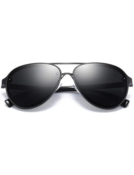 Aviator Driving Polarized Sunglasses Men TAC Lens Flat Top Tr90 Male Sun Glasses Fashion - Black - CK18KMOU62K $10.30