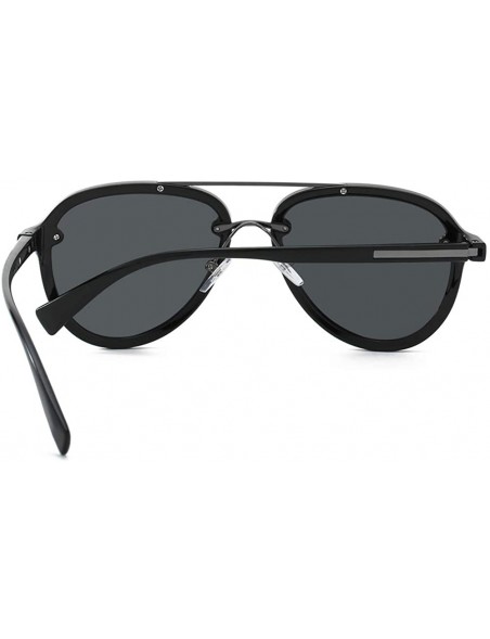 Aviator Driving Polarized Sunglasses Men TAC Lens Flat Top Tr90 Male Sun Glasses Fashion - Black - CK18KMOU62K $10.30