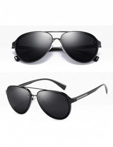 Aviator Driving Polarized Sunglasses Men TAC Lens Flat Top Tr90 Male Sun Glasses Fashion - Black - CK18KMOU62K $10.30