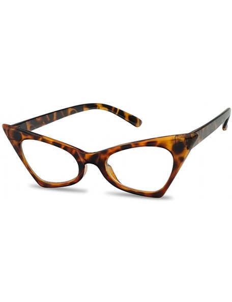 Square 1950's Retro Vintage High Pointed Colorful Clear Lens Geometric Cat Eye Glasses Non-Prescription - Tortoise - CQ180D08...