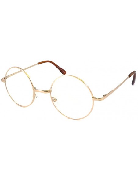 Oversized JOHN LENNON Vintage Round Retro Large Metal Frame Clear Lens Eye Glasses - Gold - CW11LTT61ER $9.66