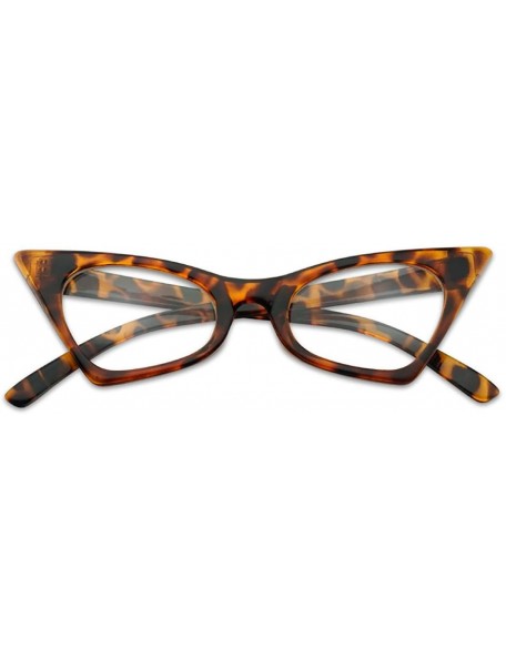 Square 1950's Retro Vintage High Pointed Colorful Clear Lens Geometric Cat Eye Glasses Non-Prescription - Tortoise - CQ180D08...