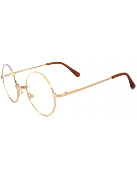 Oversized JOHN LENNON Vintage Round Retro Large Metal Frame Clear Lens Eye Glasses - Gold - CW11LTT61ER $9.66