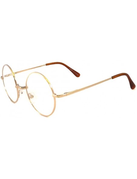 Oversized JOHN LENNON Vintage Round Retro Large Metal Frame Clear Lens Eye Glasses - Gold - CW11LTT61ER $9.66