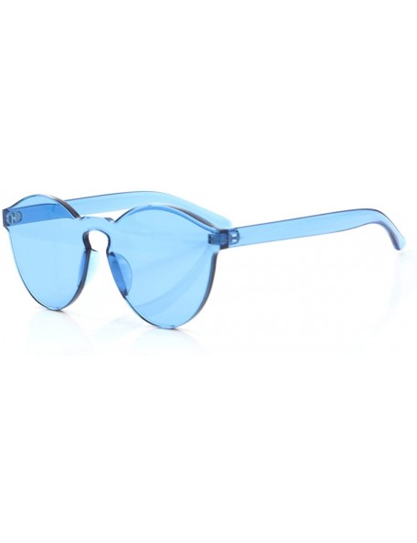 Oversized Rimless Sunglasses Oversized Colored Transparent Round Eyewear Retro Eyeglasses for Women Men - Light Blue - CA18HX...