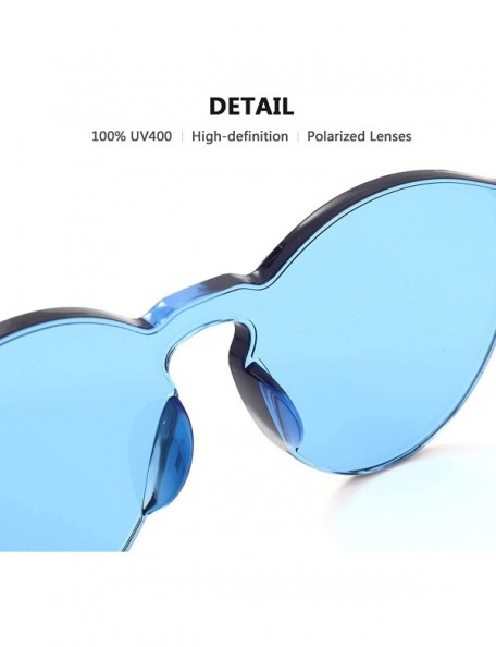 Oversized Rimless Sunglasses Oversized Colored Transparent Round Eyewear Retro Eyeglasses for Women Men - Light Blue - CA18HX...