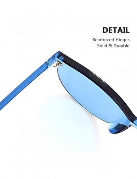 Oversized Rimless Sunglasses Oversized Colored Transparent Round Eyewear Retro Eyeglasses for Women Men - Light Blue - CA18HX...