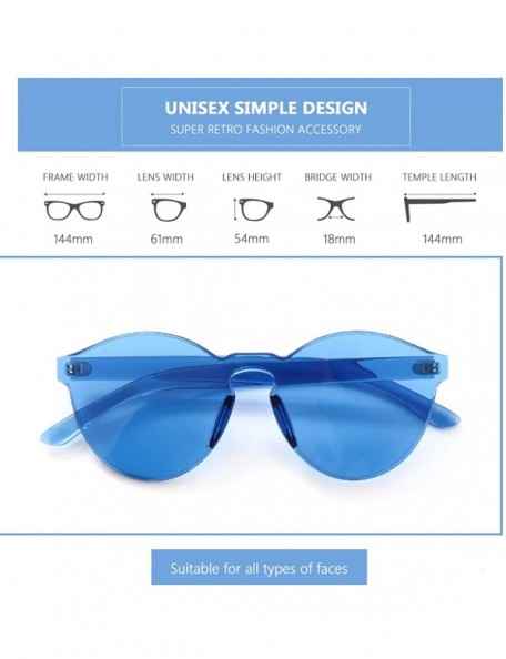 Oversized Rimless Sunglasses Oversized Colored Transparent Round Eyewear Retro Eyeglasses for Women Men - Light Blue - CA18HX...