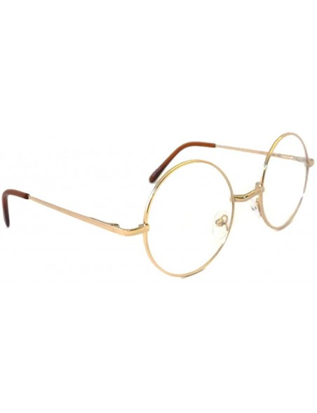 Oversized JOHN LENNON Vintage Round Retro Large Metal Frame Clear Lens Eye Glasses - Gold - CW11LTT61ER $9.66
