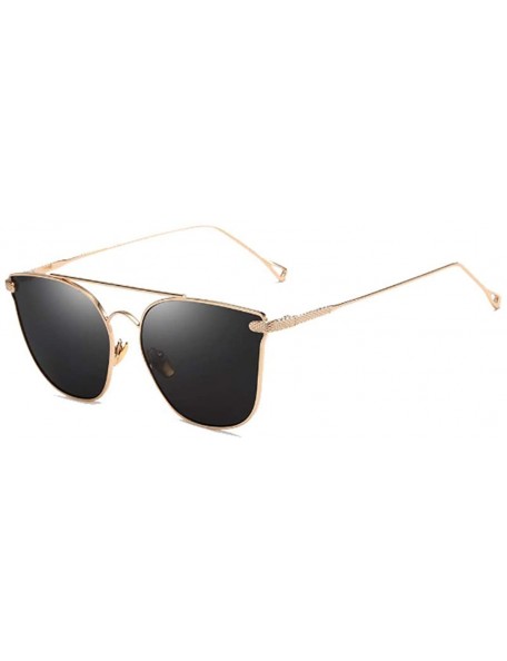 Goggle Anti-UVA - UVB of Women's Metal Color Film Sunglasses - Golden Frame Grey Lenses - CB18XT25Q6W $22.66
