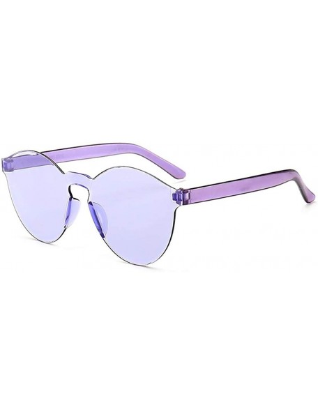 Round Unisex Fashion Candy Colors Round Outdoor Sunglasses Sunglasses - Light Purple - CX199S8UOLW $16.12