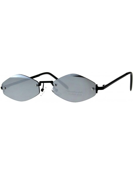 Rimless Rimless Skinny Diamond Shape Sunglasses Womens Fashion Mirror Lens - Black (Silver Mirror) - CH18EDHMCER $12.75