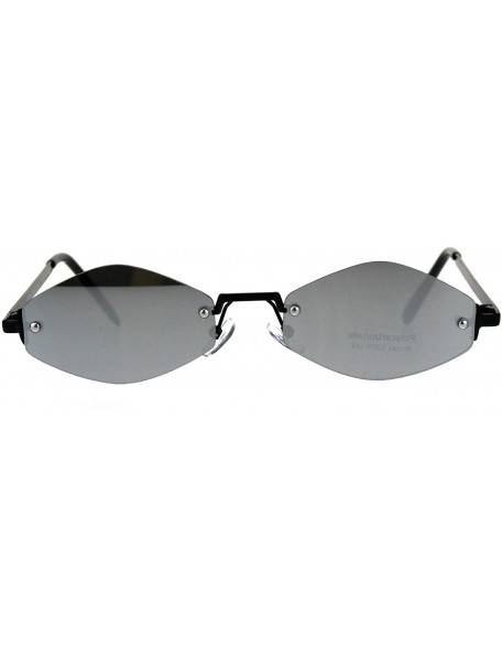 Rimless Rimless Skinny Diamond Shape Sunglasses Womens Fashion Mirror Lens - Black (Silver Mirror) - CH18EDHMCER $12.75