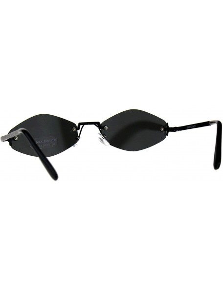 Rimless Rimless Skinny Diamond Shape Sunglasses Womens Fashion Mirror Lens - Black (Silver Mirror) - CH18EDHMCER $12.75