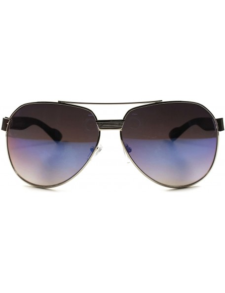 Oversized Blue Mirrored Lens Mens Womens Oversized Military Air Force Style Sunglasses - C91802OM7NT $9.66