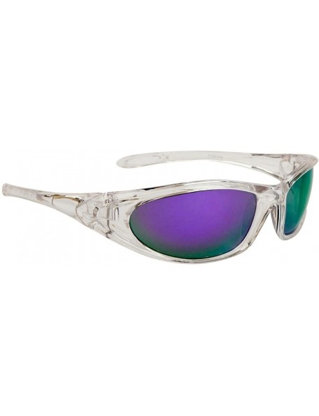 Sport Wrap Around Cycling Running Biker Golf Sport Red Mirror Sunglasses - Transparent / Purple - CW189RG9386 $15.02