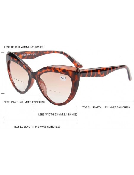 Rimless Fashion Designer Stylish Cat's Eye Black Tortoise Vintage Bifocal Two Focal Reading Glasses for Women +3.00 - CG18YUI...