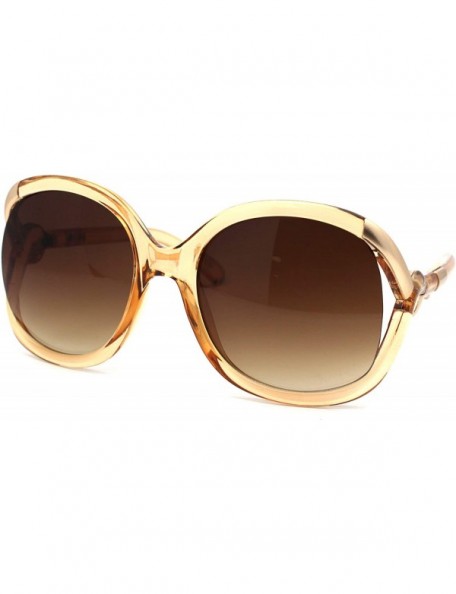 Butterfly Womens Thick Plastic Knot Exposed Side Lens Butterfly Sunglasses - Beige Brown - CV18ZRE8SYQ $17.59