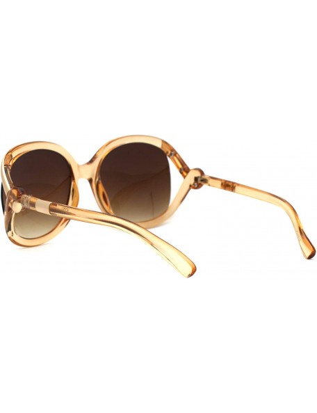 Butterfly Womens Thick Plastic Knot Exposed Side Lens Butterfly Sunglasses - Beige Brown - CV18ZRE8SYQ $9.15